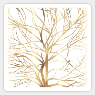 Modern Gold Tree Silhouette Minimal White Design Sticker